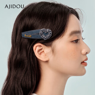 Ajidou ajidou hairpin trendy and cool denim love hairpin with rhinestones birthday gift for girlfriend hair accessory side clip
