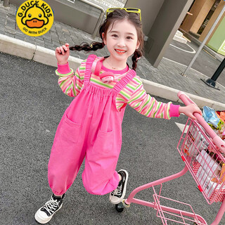 G.duckkids girls spring overalls set 2025 new children's spring and autumn striped casual baby girl korean two-piece set picture color 90 age 1 and a half years old - about 2 years old cm
