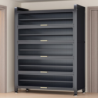 Silao steel shoe cabinet door entry cabinet storage cabinet integrated wall entrance cabinet multi-layer home shoe rack new 2025 2 doors 3 layers - length 40 height 80cm thickened version gray - width 32cm (shoes under size 43)