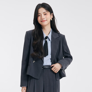 Dajiashi gray high-end blazer women's formal wear small college ladies professional autumn and winter interview suit dark gray blazer loose version narrow shoulders one size smaller s suitable for 90-105 jin jin equals 0.5 kg can be worn