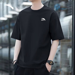 Anta outlets casual short sleeve t-shirt summer simple solid color round neck sports bottoming shirt loose couple top