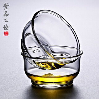 Yipin workshop heat-resistant thickened glass tea cup small tea cup kung fu tea cup master cup transparent eight-character small cup 80ml one box (six pack)