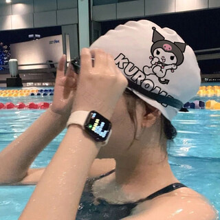 蒲恋库洛米游泳帽泳镜可爱女款成人硅胶高弹力防水加大不勒头游泳装备 库洛米泳帽