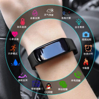Xiaomi buyi smart bracelet watch for men and women, multifunctional step counter, call message reminder, heart rate, blood oxygen and blood pressure, sleep monitoring, couple electronic sports bracelet watch, top version black, real-time step counter + heart rate and blood pressure