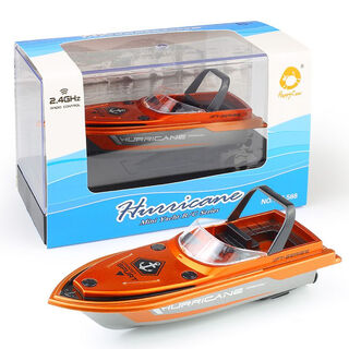 造物诀迷你遥控游艇2.4G儿童水上遥控小船玩具充电赛艇高速防水快艇模型 橙色-2.4g遥控赛艇 2节7号遥控电池+充电头+螺丝刀