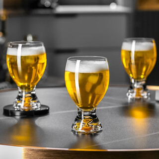 Genasi craft beer cup home set light luxury high-end large-capacity crystal glass gold foil draft beer cup ktv hotel gold foil beer cup 370ml 2 pieces