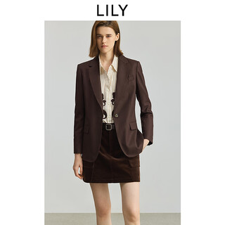 Lily2025 nuevo otoño mujer lana retro viejo dinero estilo cintura delgada desplazamientos chaqueta de traje marrón 710 café m