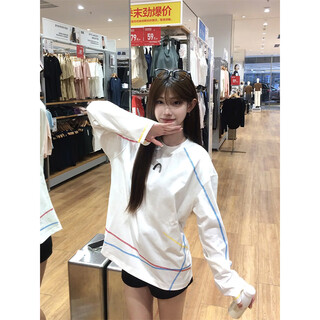 Fr.yh.zh color hasselblad thread splicing quick-drying long-sleeved early autumn wear badminton sports. t-shirt outdoor drifting cycling jersey white m