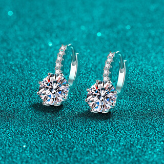 Century-old fenxiang pt950 platinum moissanite earrings for women, simple and elegant six-claw earrings, earrings, earrings for girls, 2 carat pair