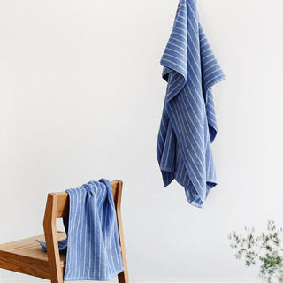 Angbao (angbao) dog bath towel towel bathrobe bath absorbent quick-drying pet pure cotton small dog large teddy bichon schnauzer blue wide stripes 34*75cm125g