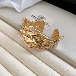 Quamer exaggerated bracelet women's light luxury niche exquisite gold bracelet arm bracelet summer young style open bracelet gold/style 1