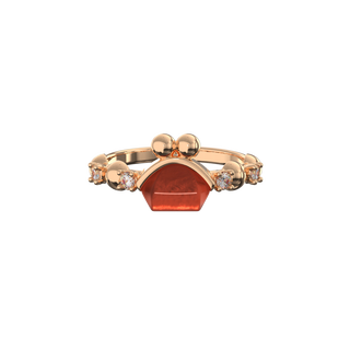 Yuansi 2025 mini red agate shell gold-plated silver ring high-end holiday gift red agate rose gold size 12