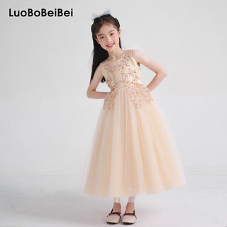 Carrot beibei children's princess dress puffy mesh dress skirt girls long wedding dress piano performance costume champagne 170