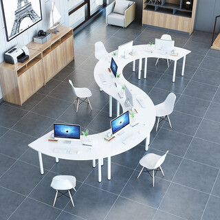 Kazrin special-shaped free combination fan-shaped desks and chairs curved training table s-shaped splicing tables and chairs personalized office conference table customized color contact customer service this option is not a product