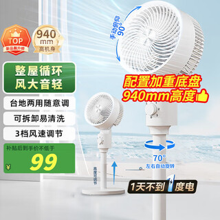 Intelligent voice shaking air circulation fan home bedroom silent floor fan office powerful refrigeration air conditioning fan stand standalone small electric fan level 1 energy consumption basic model mosquito repellent丨sleep all night + shake your head left and right 2025 new upgraded model
