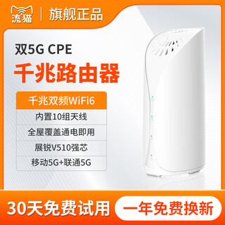流猫5G随身 wifi6千兆网口无线路由器 CPE免插卡免拉宽带 无线高速上网设备 办公宿舍直播上网必备cpe 白色 5G路由器