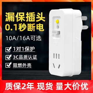 Leakage protection plug leakage protection switch electric water heater special anti-leakage protector with socket air conditioner 10a straight plug to 10a (plug and play) male