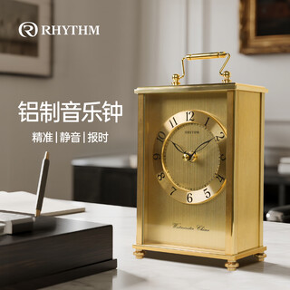 Lisheng desk clock living room 2026 new high-end desktop silent high-end sitting clock european desk clock metal brushing process brass gold 13.5*7.5*24.5cm