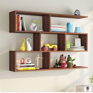 Weiyiya wall storage rack solid wood suspended bookshelf wall hanging cabinet living room wall decoration locker bedroom storage shelf walnut color solid wood ecological board length 120 depth 20 height 25cm three layers