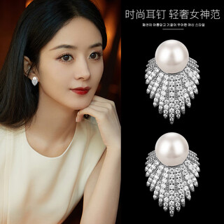 Qpqk natural freshwater 100% pearl earrings 2025 new style earrings sterling silver light luxury high-end pierced earrings for women silver freshwater pearl earrings high-end gift box