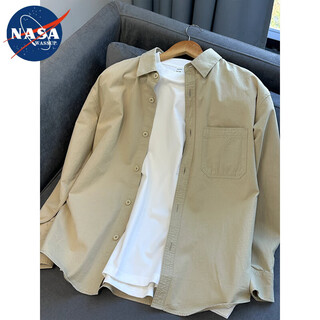 Nasawassup shirt men's style handsome jacket casual versatile loose top men's 2025 autumn work wear long-sleeved shirt trend khaki c53 zs xl recommended 130-150jin jin equals 0.5 kg