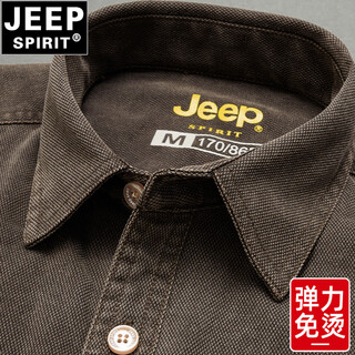 Jeep spirit jeep осенне-зимняя мужская повседневная рубашка-куртка свободная высококачественная новая спортивная рабочая одежда среднего возраста мужская рубашка с длинными рукавами кофейного цвета-j2057-длинный рукав толщиной 5xl