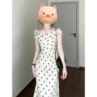 Zhenxi french style dress summer women's 2025 new high-end three-dimensional flower hip-hugging waist long skirt detachable flower polka-dot dress l recommended 55/60kg