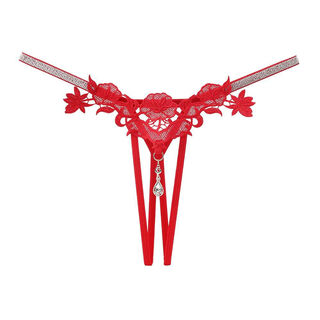Shiny rhinestone sexy underwear for women, hot hollow embroidery, open-flap sexy thong, big red, one size, 80120jin jin equals 0.5 kg