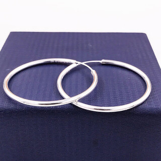 Century-old fenxiang 9999 sterling silver earrings for women glossy fashion oversized hoop earrings hypoallergenic full silver jewelry 999.9 glossy (diameter 5 cm)