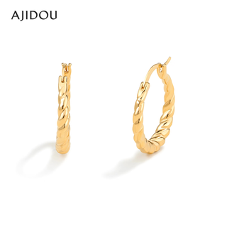 Ajidou ajidou earrings, the same style in offline malls, fashionable and simple double braided alloy earrings, versatile for commuting