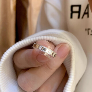 Qiuyu pure silver 999.9 all-over sterling silver ring seiko four-leaf clover flower couple ring new christmas birthday gift 9999 sterling silver ring women's + gift box