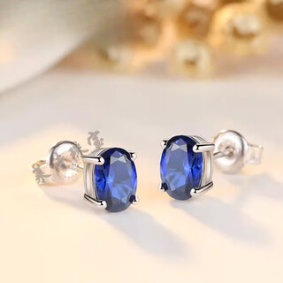 Dl 1998 fat donglai quality women's japanese and korean fashion colored gemstone earrings silver plated 18k gold tanzanite earrings accessories