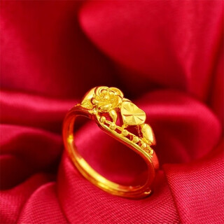 Oemg old phoenix gold store heart flower adjustable ring 18k gold color non-fading women's nordic gold jewelry fashion gift opening adjustable style certificate gift box