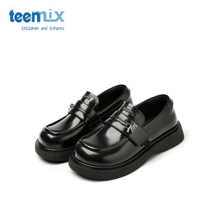 Tianmei tianmei children's shoes 2025 spring new girls british leather shoes medium and large children girls casual college loafers black 36
