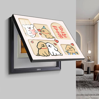 Line puppy electric meter box decorative painting without punching distribution box cartoon hanging painting blocking the switch box mural ping an xile 50*40 (accommodates 40*30) hanging
