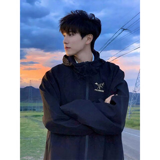 Cantu american trendy quick-drying jacket men's summer thin jacket outdoor mountain climbing and cycling assault sports sun protection tops black xl recommended 115-130 jin jin equals 0.5 kg