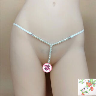 Low-waisted briefs for women, thong for students, small underwear for girls, with pearls, lace open, large size, young women's vagina, white