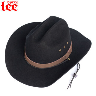 Lee dprre american western cowboy hat retro fine wool men's hat hard wide brim outdoor camping prairie women's hat riding hat black m (56-57cm) hard