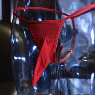 Men's thong sexy oily jj set of underwear elephant thong t-pants transparent ultra-thin breathable stockings underwear one-word thong opening red