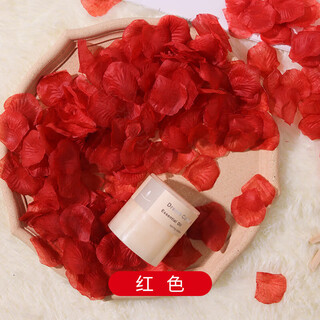 Magic bean shenghuo chinese valentine's day white simulated rose petals wedding decoration wedding hand-scattered petals to express love and proposal romantic wedding room decoration red 6 pack (600 pieces)