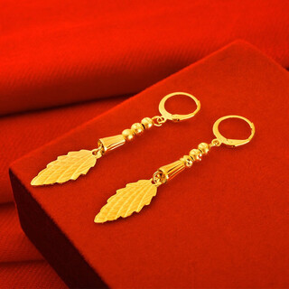 Kzd old phoenix earrings women's jewelry gold leaf tassels will not fade for a long time maple leaf lao fengxiang same style