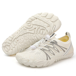 何佳功防割溯溪鞋男女涉水鞋厚底户外钓鱼徒步登山鞋防滑透气浮潜沙滩鞋 白色A616加厚底+排水孔 35