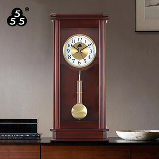 Sanwu shanghai clock factory solid wood table clock old-fashioned large wall clock living room retro time table clock simple home ornaments liriodendron wood + time quartz clock (arabic)