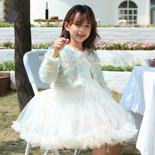 Ormondwei children's suit dress suit two-piece set girls summer princess dress party dance skirt er-zx-2231 beige two-piece set 110