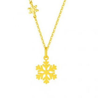 Ji bochi pure gold silver pendant g24k gold sparkling small snowflake commuting pendant collarbone necklace for girlfriend snowflake necklace