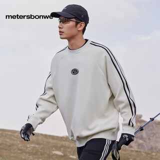 Metersbonwe polar fleece sweatshirt men's 2025 autumn new men's and women's double pole raglan sleeve american sweatshirt