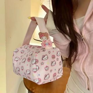 Orange pink kitty cosmetic bag large capacity three-dimensional cute portable outing storage bag kt cat wash handbag g pink cosmetic bag upgraded and thickened version - no stickers 13cm*13cm*18cm