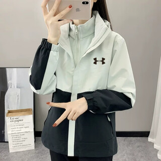 Under armor jacket women's autumn and winter three-in-one detachable velvet thickened waterproof jacket men's tibetan hiking and hiking jacket women's large lime l