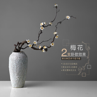 Aesthetic hacker dead branches real plum blossoms dried flowers bouquet living room decoration natural shaped dry branches decorative flower arrangement floor-standing decoration plum blossom sleeping style 2 branches without big branches contains 16 flowers not excluding vase