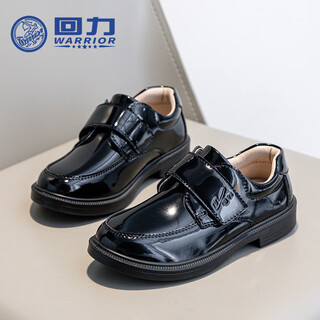 Pull back children's leather shoes british style autumn new boys and girls shoes primary school performance shoes wzjs0053 bright black 30